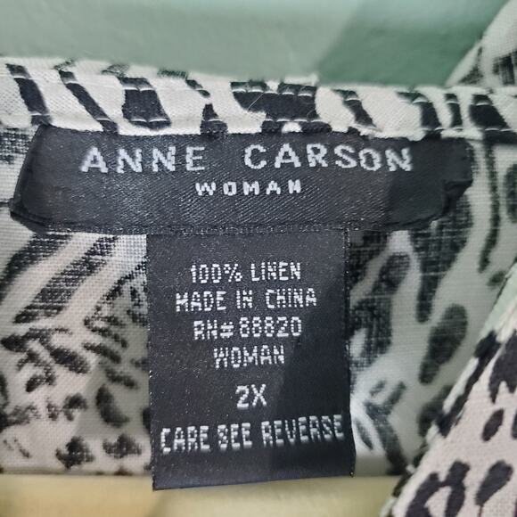 Anne Carson Womens Animal Print Full Zip Linen Hooded Jacket Size 2X - Picture 3 of 6